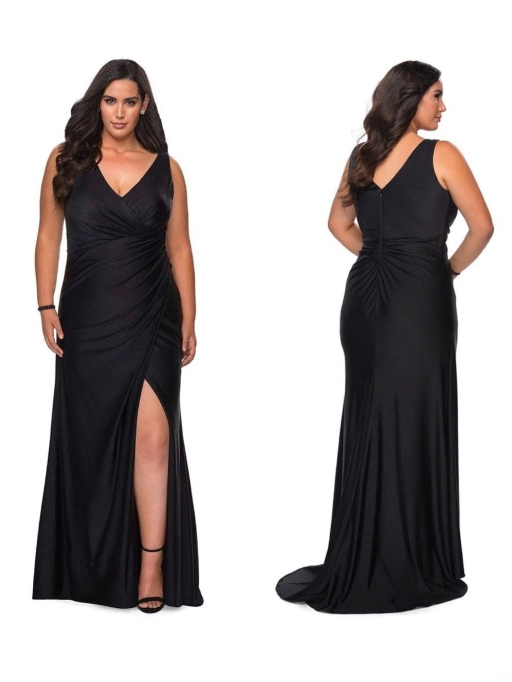 LA FEMME Curve Ruched Jersey Trumpet Gown NEW Black Size 20 Dress
